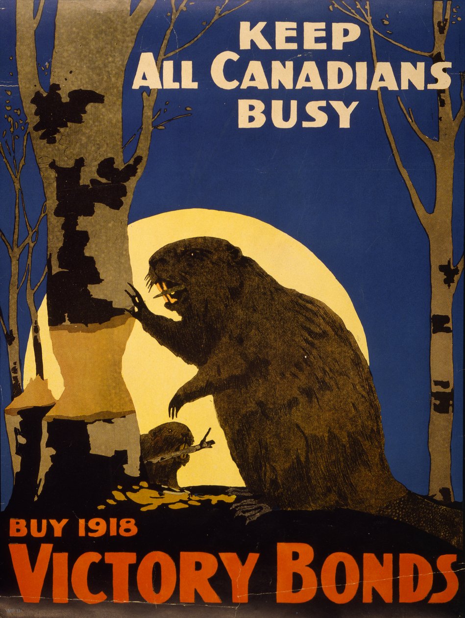 Hold alle kanadiere opptatt: Kjøp 1918 Victory Bonds, ca. 1918 (farge litho) av School Canadian