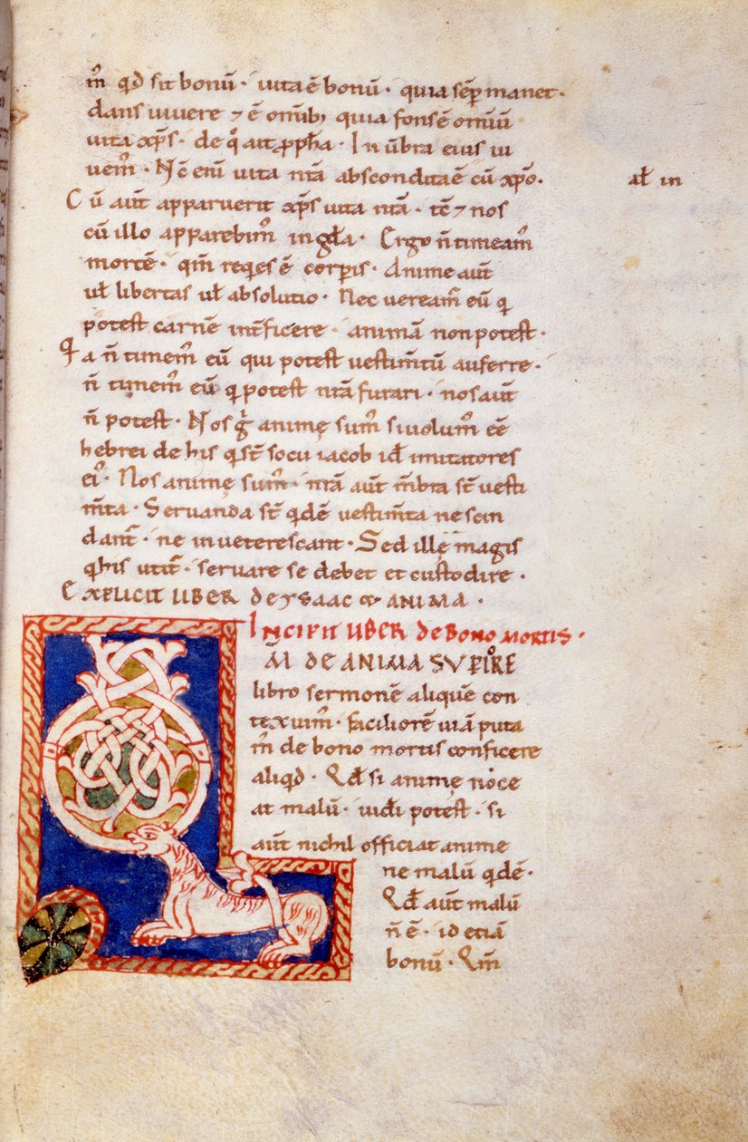 Miniatyr side i Det gamle testamente. 1200-tallet. karolingisk var. Trivulziana bibliotek, Milano. av School Carolingian