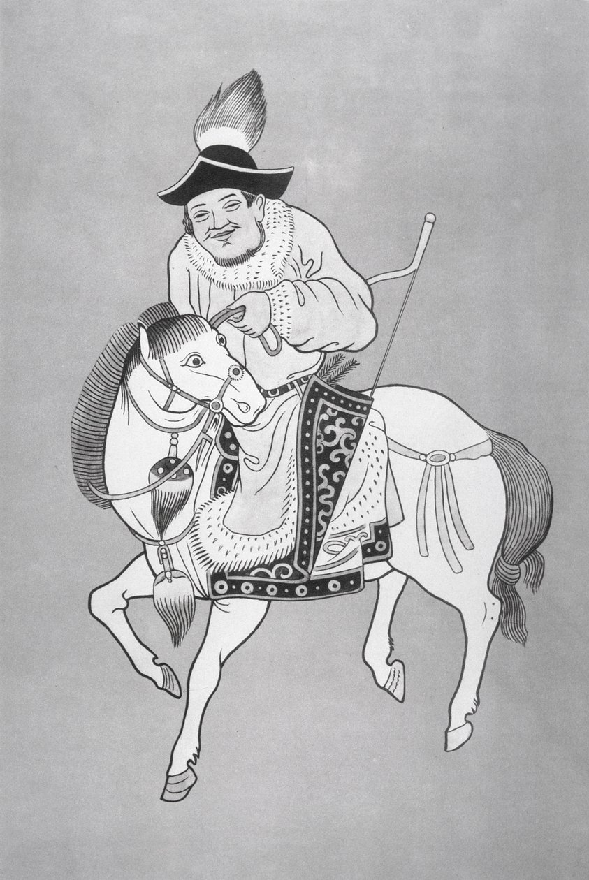 En mongolsk hestebueskytter, etter en kinesisk tegning (litho) av School Chinese