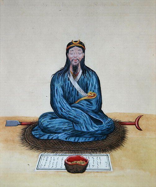 En angrende Bonze, ca. 1785 (akvarell på papir) av School Chinese