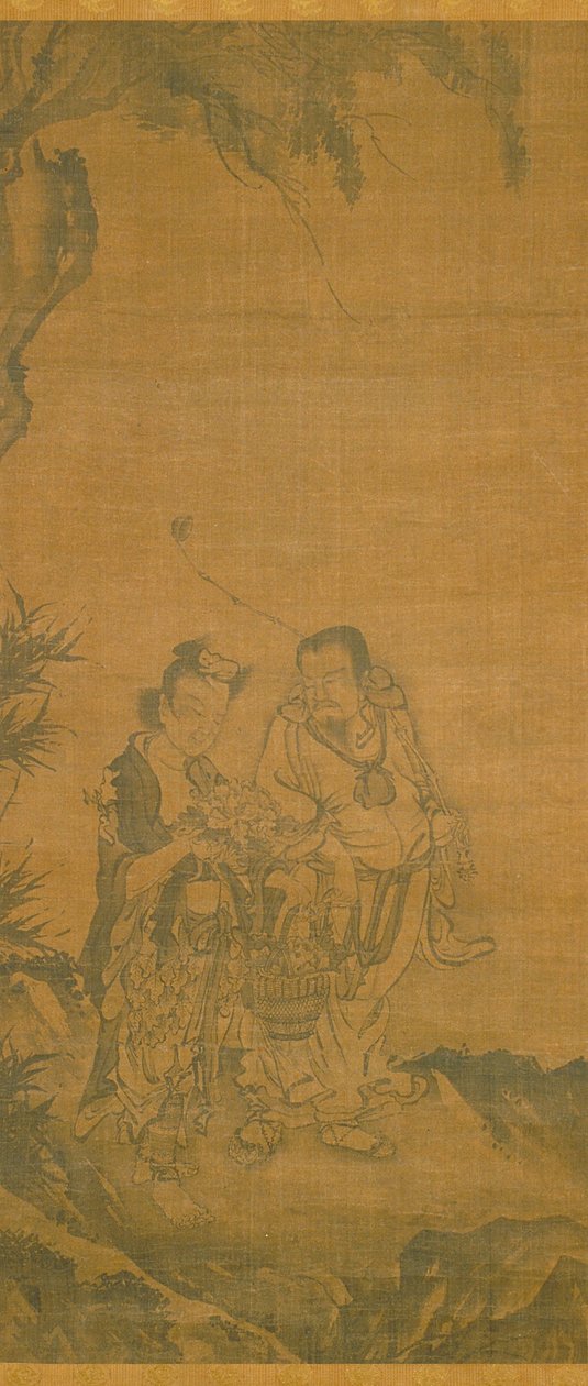 Daoist Immortals (blekk på silke) av School Chinese