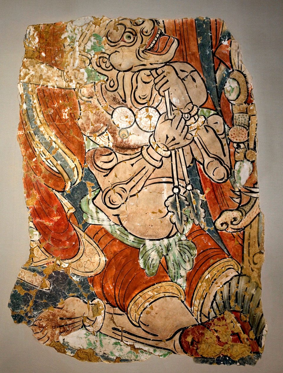 Demiac monster. Replika av et fragment av en malt vegg fra hule 15 i Bezeklik, Tourfan (Kina) av School Chinese