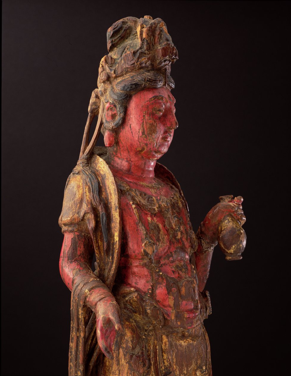 Detalj av Guanyin, Song-dynastiet (polykromt tre) (se 208010) av School Chinese