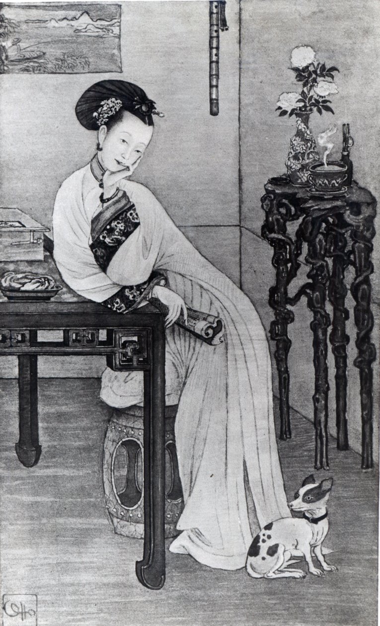 Empress Dowager Cixi (litho) av School Chinese