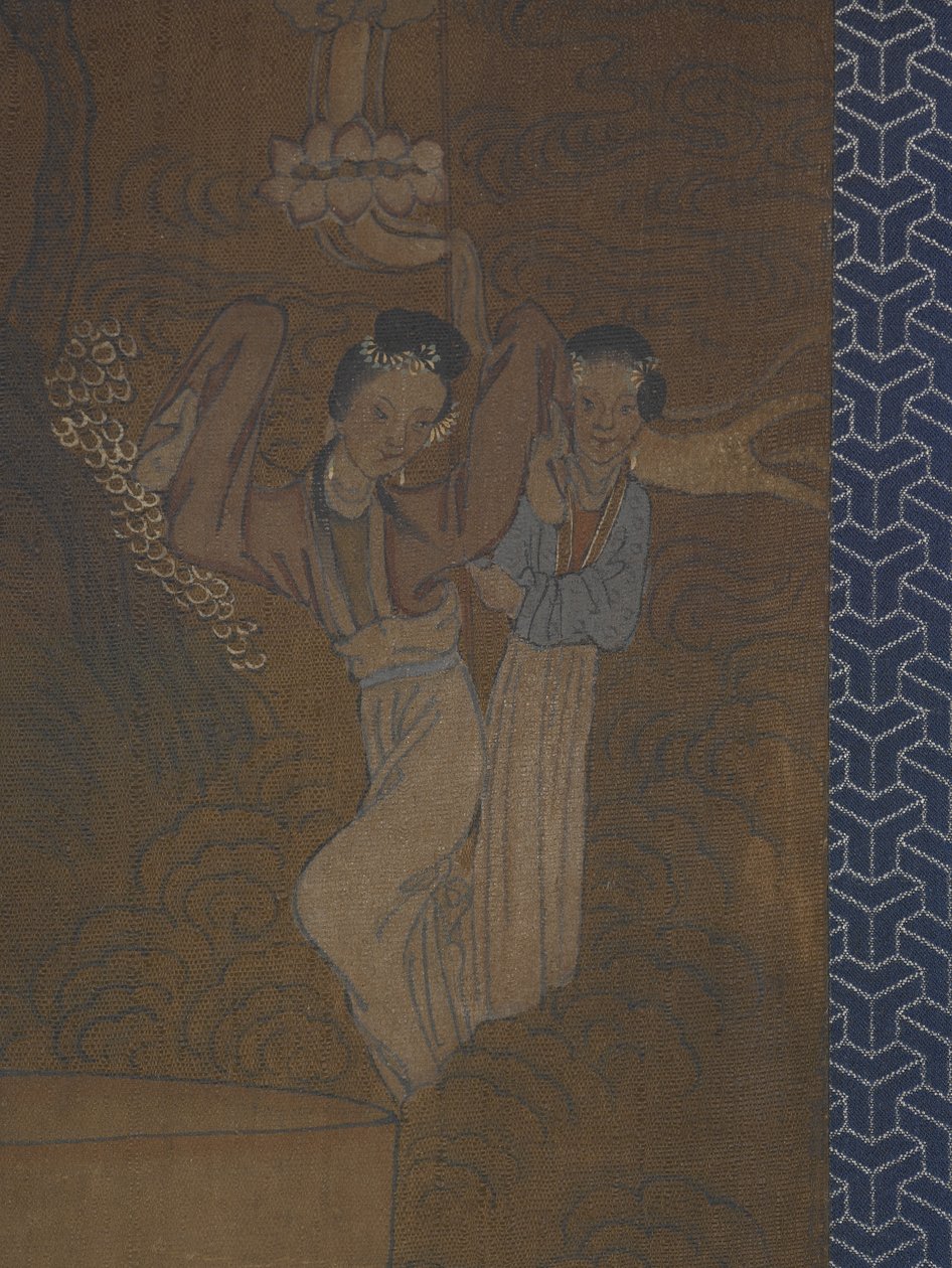 Fem kvinner i en prosesjon (blekk og farge på silke) av School Chinese