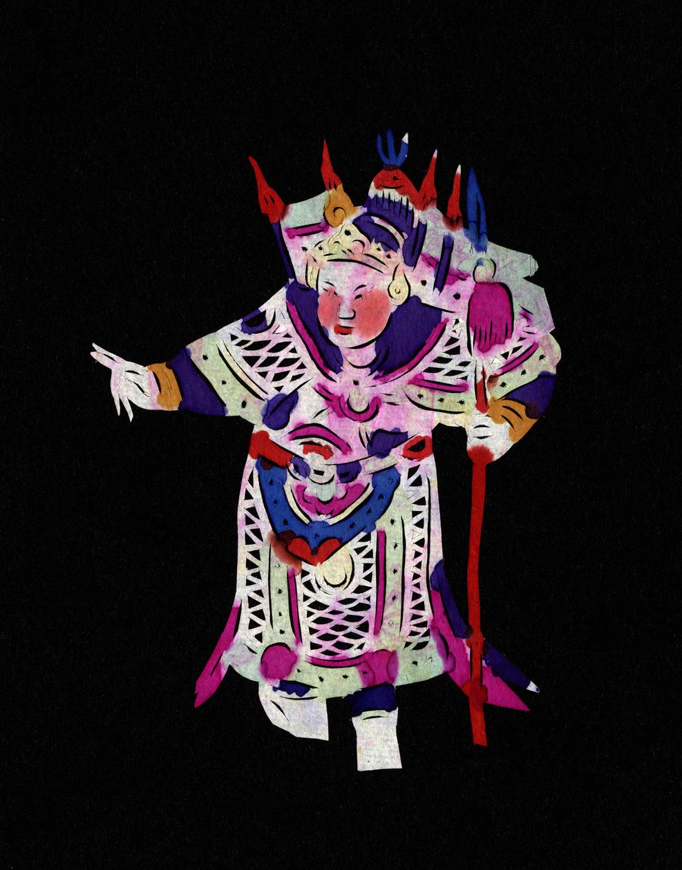 Mannlig figur fra Pekin-operaen. Malt papirklipp eller «Jian Zhi», kinesisk folkekunst, Peking. av School Chinese