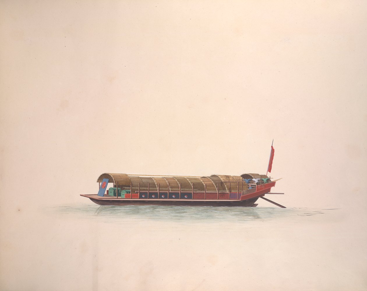 Musicians Boat, ca. 1800-05 (akvarell på papir) av School Chinese