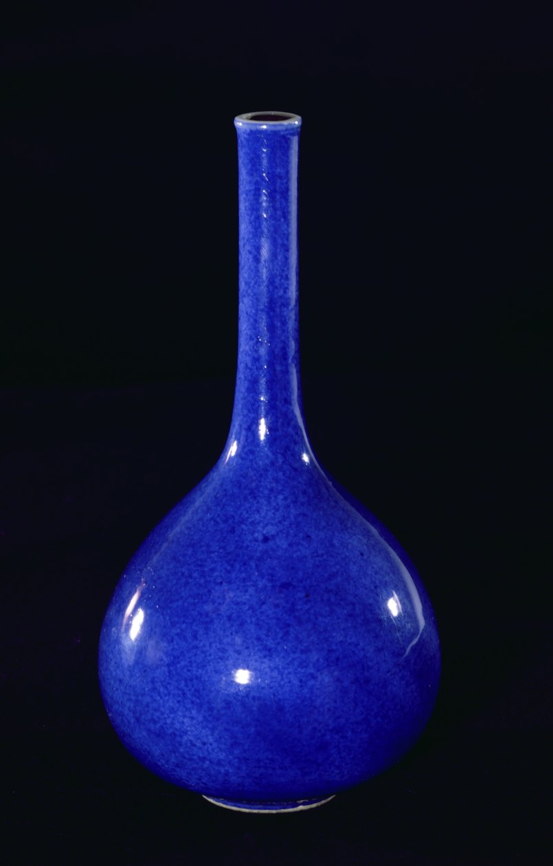 Blå pulvervase, Qing-dynastiet (1644-1912) (keramikk) av School Chinese