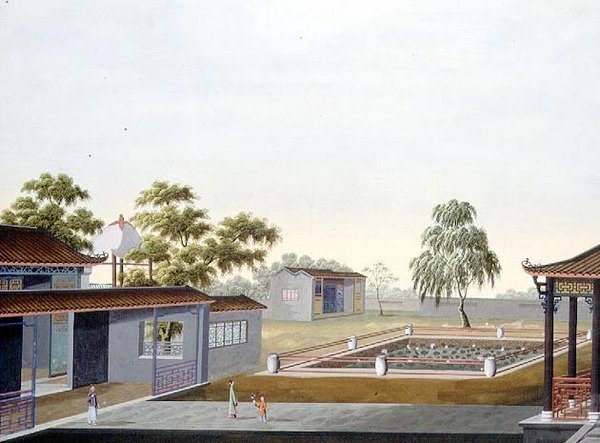 Walled Garden, ca. 1820-40 (akvarell på papir) av School Chinese