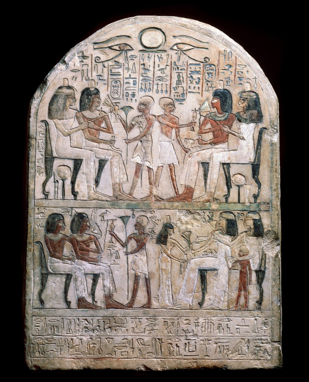Egyptisk antikke: stele dekorert med en scene for hyllest til faraoene. Hellenistisk (eller ptolemaisk) periode 156 f.Kr. Eremitagemuseet, St. Petersburg av School Egyptian