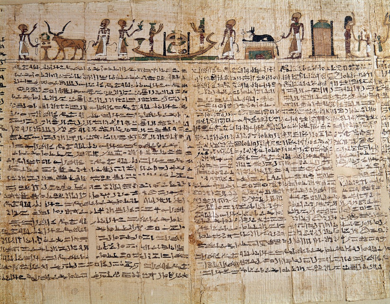 Egyptisk antikk: Papyrus av en dødebok. Lav Epoque. Paris, Musee du Louvre - egyptisk antikk: papyrus av de dødes bok. Sen periode, Louvre-museet, Paris av School Egyptian