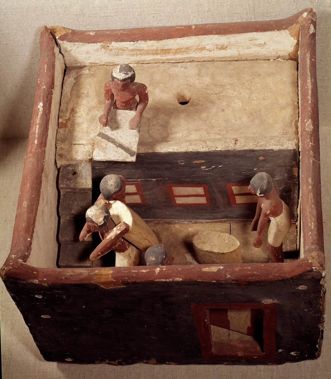 Egyptisk antikvitet: loftsmodell med skriftlærde som registrerer prisen på korn. Laget i malt tre. 12. dynasti, Mellomriket (2033-1710 f.Kr.). Fra Assiut. Dim. 0,32x0,44 m. Louvre-museet, Paris av School Egyptian