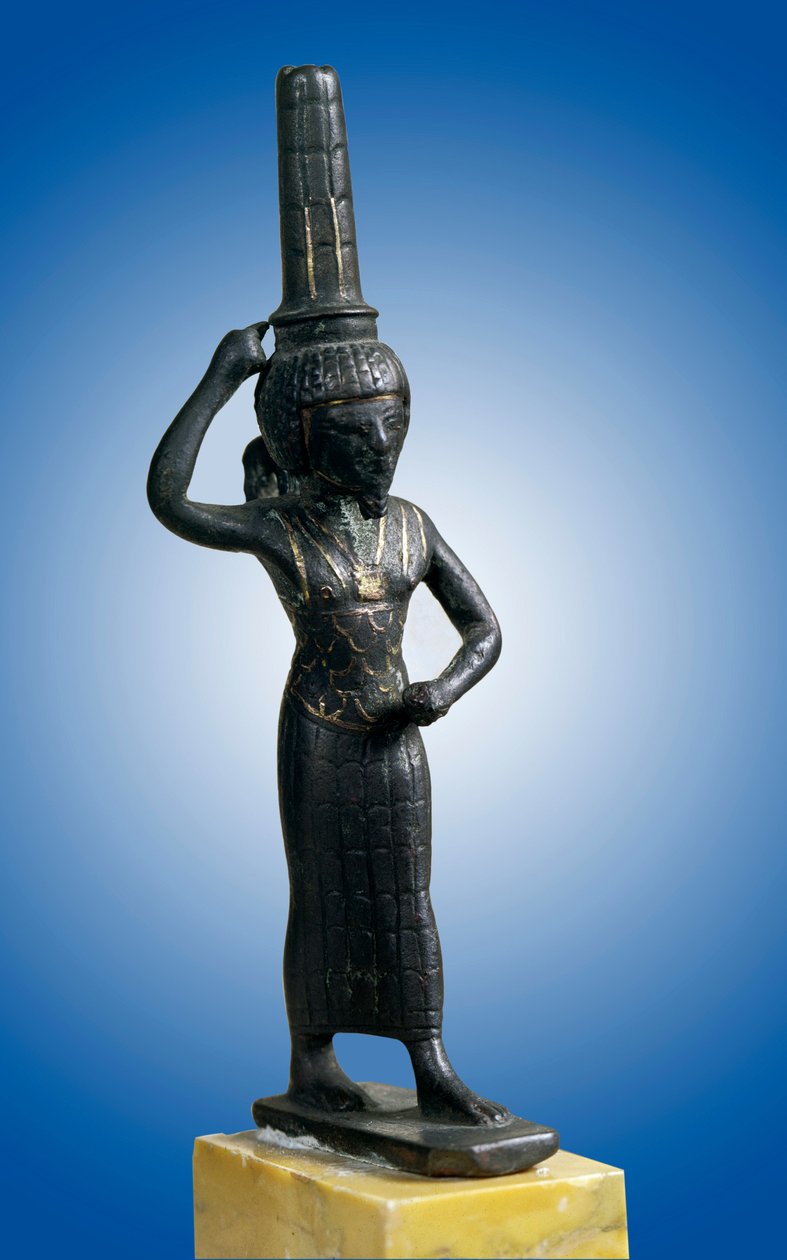 Egyptisk antikvitet: statuett av krigerguden Onouris (eller Chou), Paris, Louvre-museet av School Egyptian