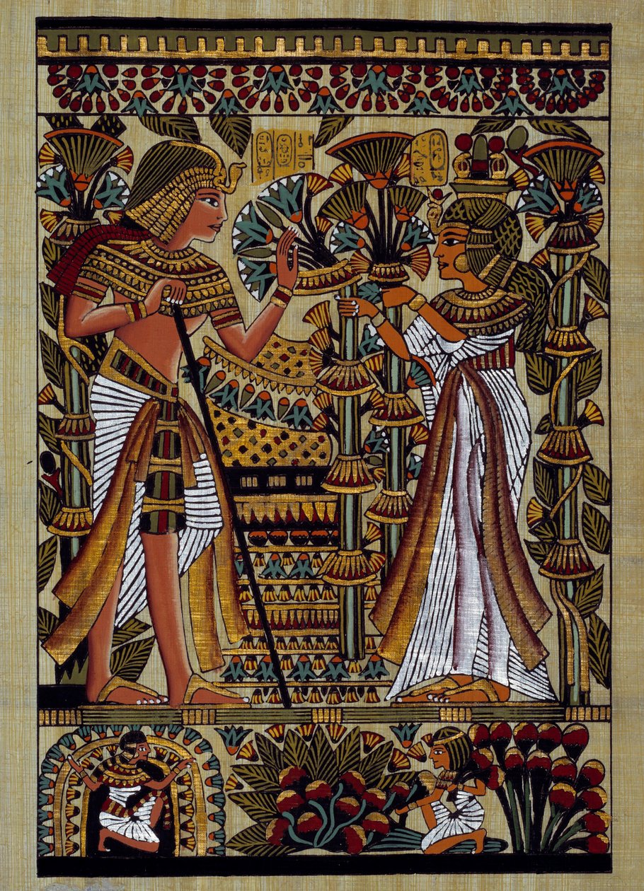 Egyptisk antikvitet: ofring til farao. Papyrus, New Empire av School Egyptian