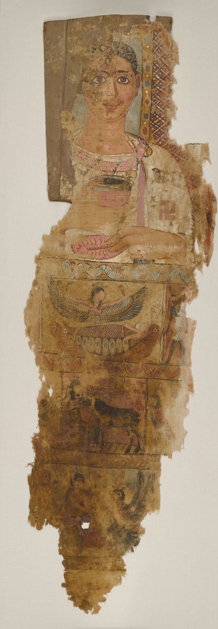 Portrait Shroud of a Young Man, første halvdel av det 4. århundre (lin dekket med gesso og maling, montert på tre) av School Egyptian