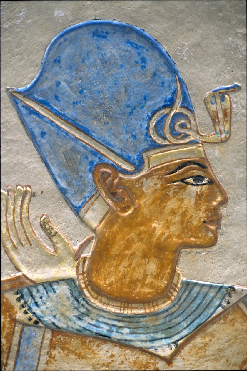 Rameses III omfavner Isis, graven til Amon-hir-Khopshef (bilde) av School Egyptian
