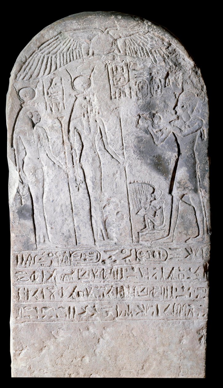 Stele av kalkstein som representerer en scene med ofringer dekket med hieroglyfer. Regne d'Osorkon I (924-889 f.Kr.). 22. dynasti Paris, Louvre-museet av School Egyptian
