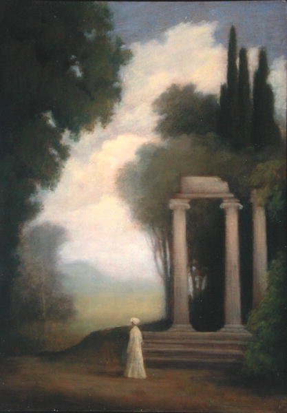 En figur og et tempel av School English