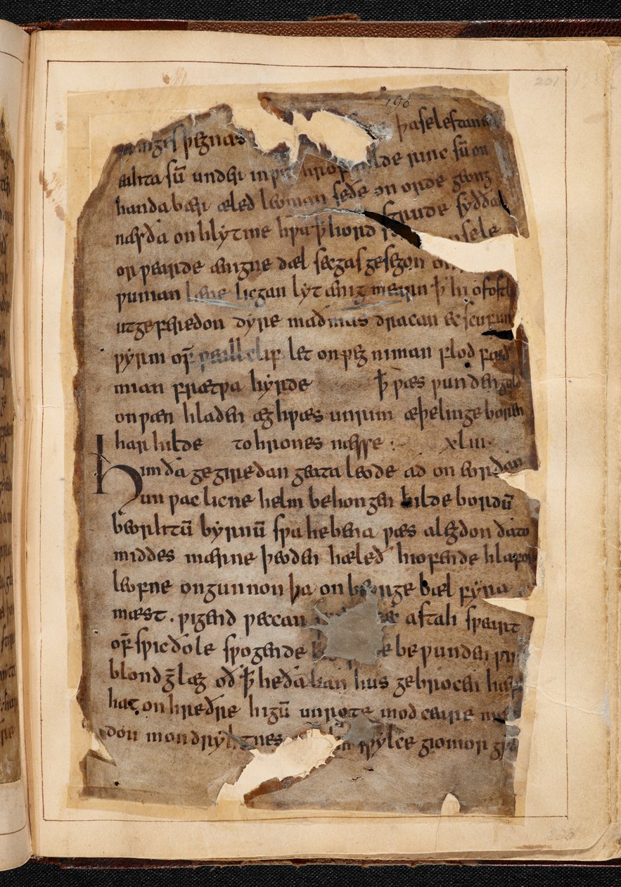 En side med Beowulf fra folioer noen ganger kalt 