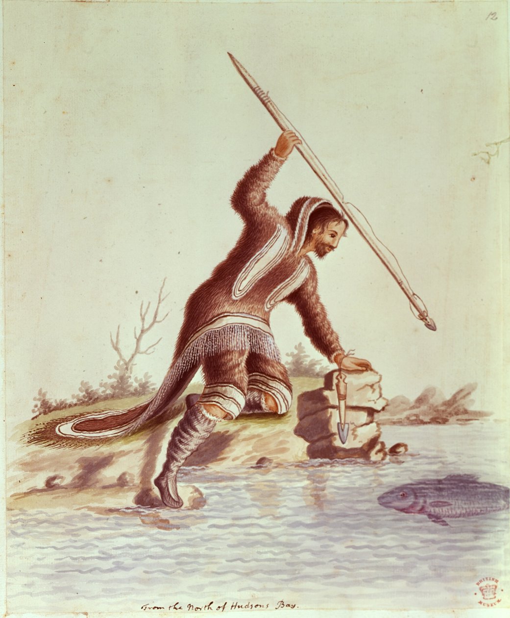 Legg til 5253 fol.12 Inuit-spydfisk (farge litho) av School English