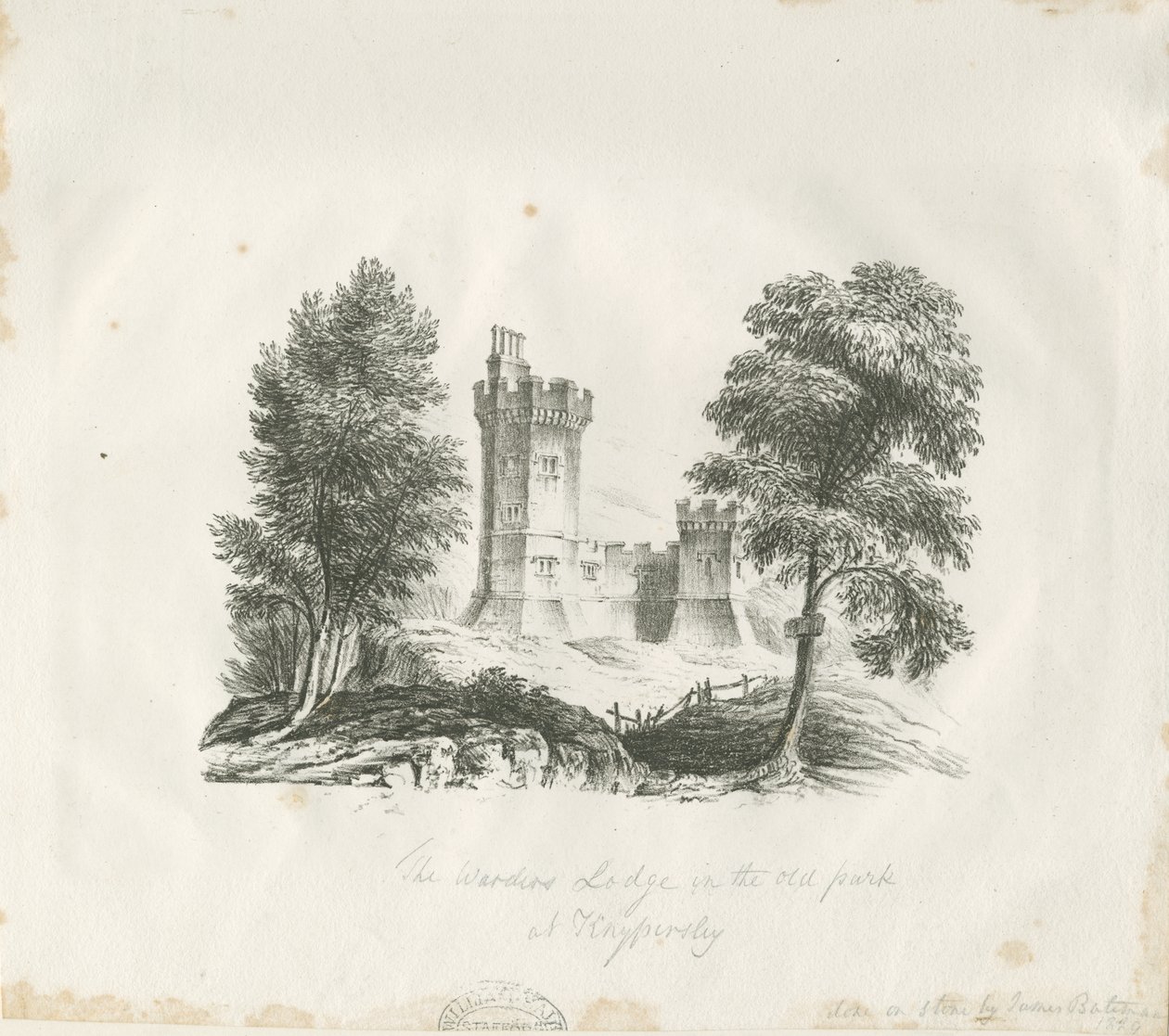 Lichfield Cathedral - West View (fjern): gravering og [?1700-tallet] (trykk) av School English