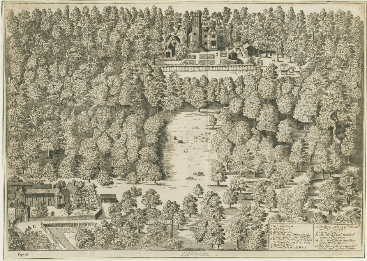 Boscobel House: gravering, nd [1809] (trykk) av School English
