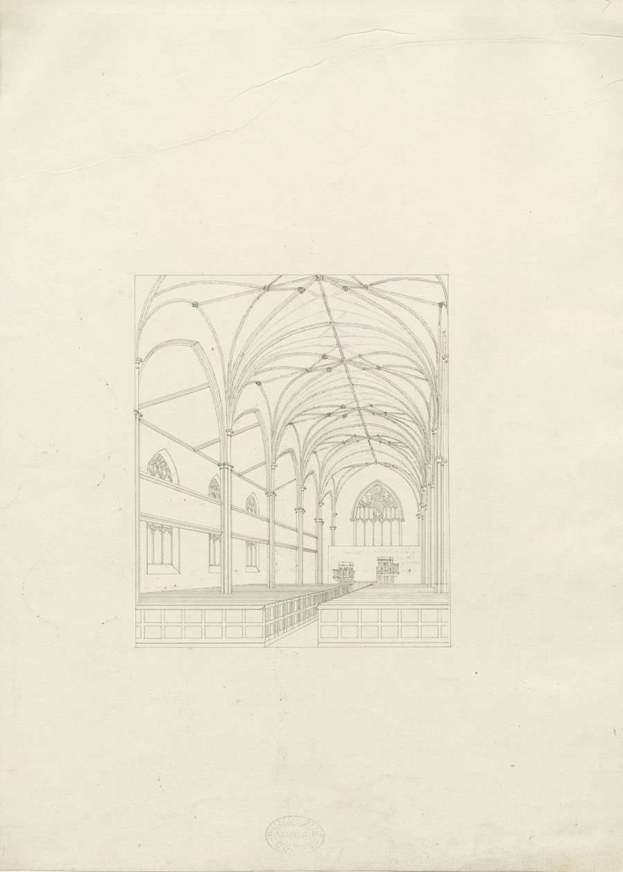 Burton-upon-Trent - Holy Trinity Church: tegning, nd [?1820-tallet] (tegning) av School English