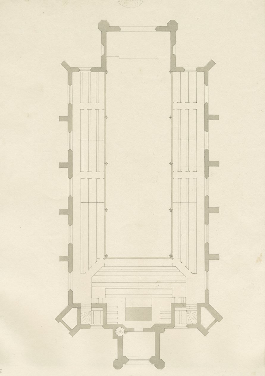 Burton-upon-Trent - Holy Trinity Church: tegning, nd [?1820-tallet] (tegning) av School English