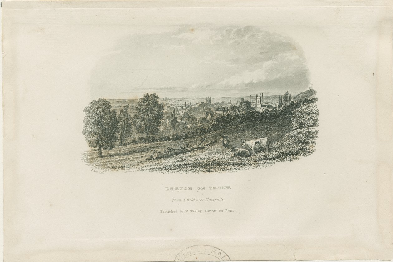 Burton-upon-Trent Bridge and Town: stålgravering, og [?1800-tallet] (trykk) av School English