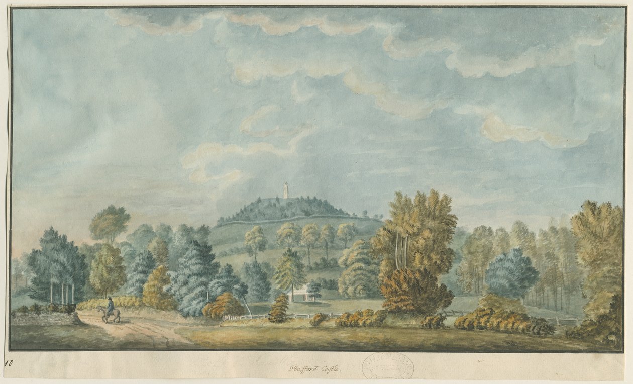 Castle Church - Castle Hill: akvarellmaleri, og [1700-tallet] (maleri) av School English