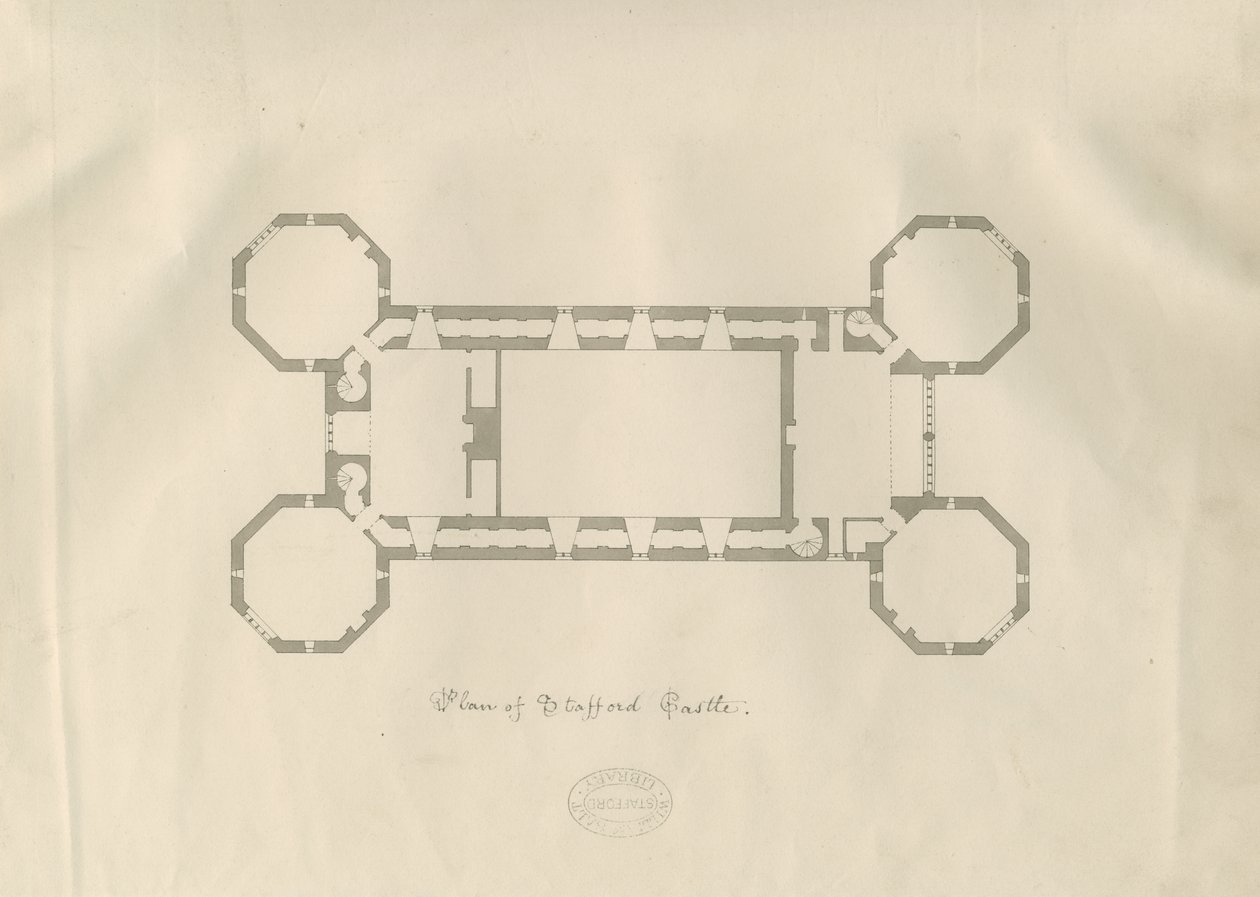 Castle Church - Stafford Castle: penn- og vasketegning, nd [1800-tallet] (tegning) av School English