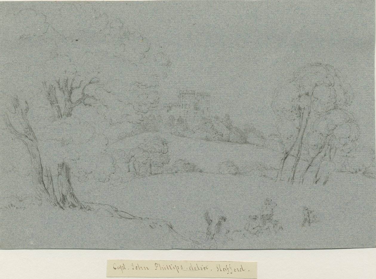 Castle Church - Stafford Castle: blyanttegning, nd [1800-tallet] (tegning) av School English