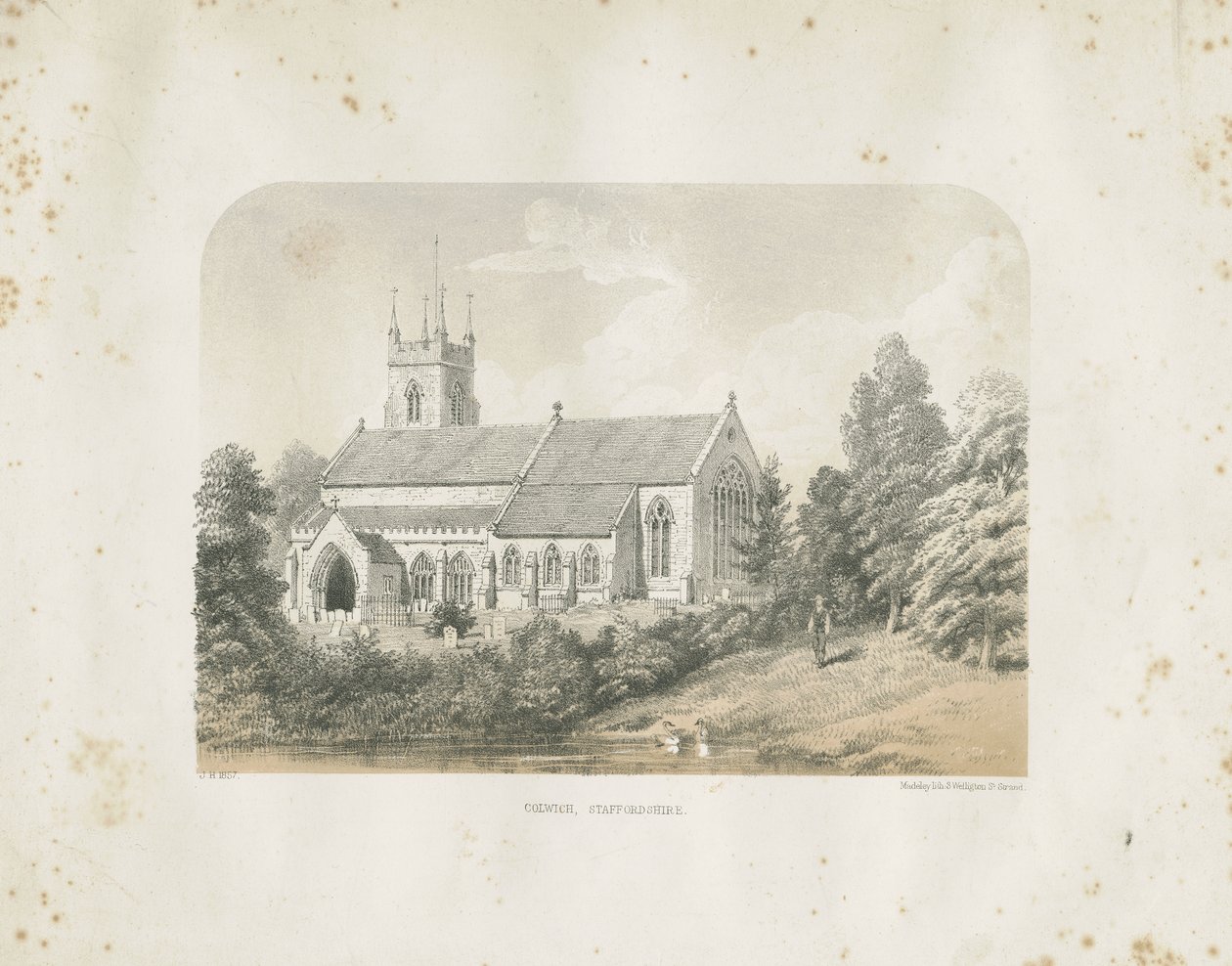 Colwich Church: tonet litografi av School English