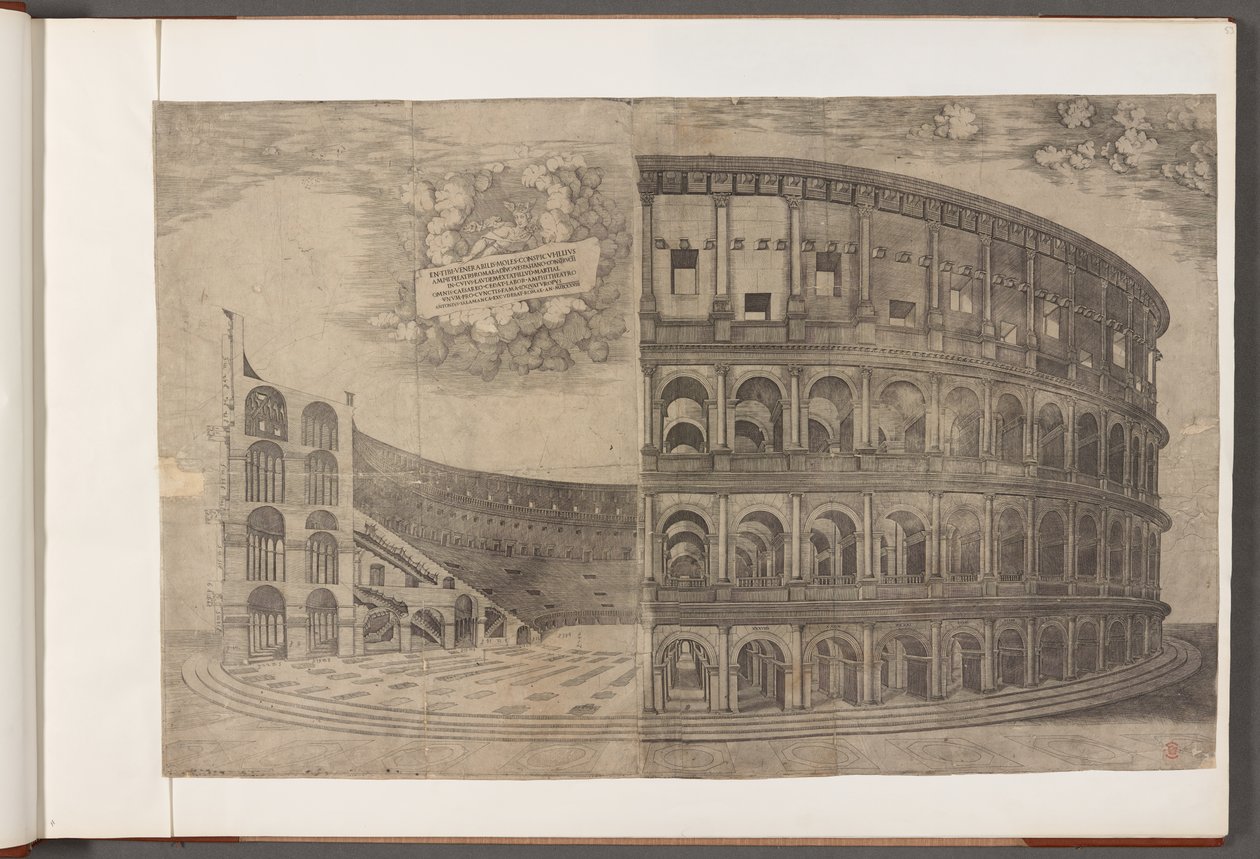 Bomull Augustus III, f.53 Colosseum.   Utskrifter av gamle bygninger, kunst og relaterte scener, hovedsakelig i Roma av School English