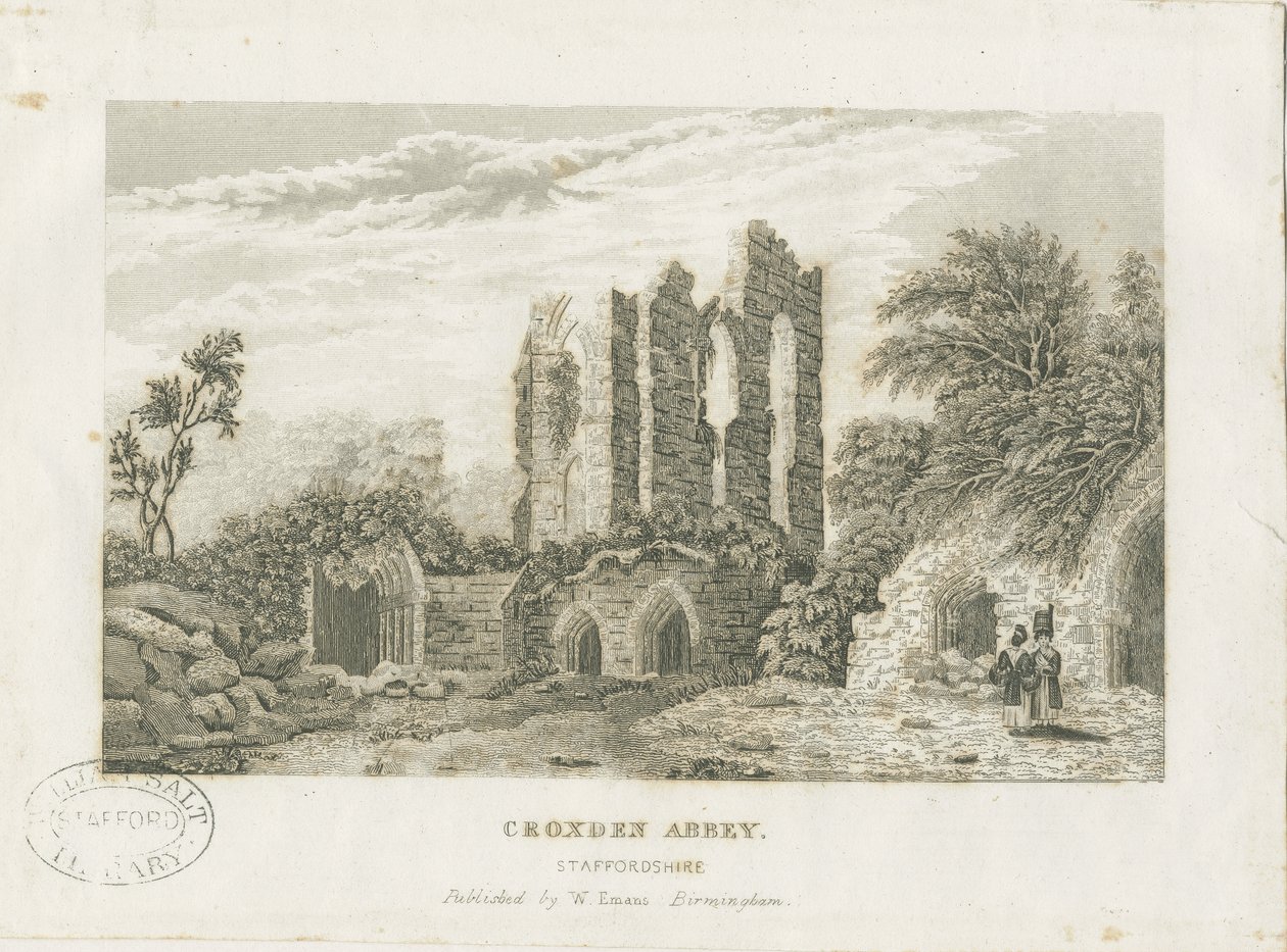Croxden Abbey: stålgravering, nd [1800-tallet] (trykk) av School English