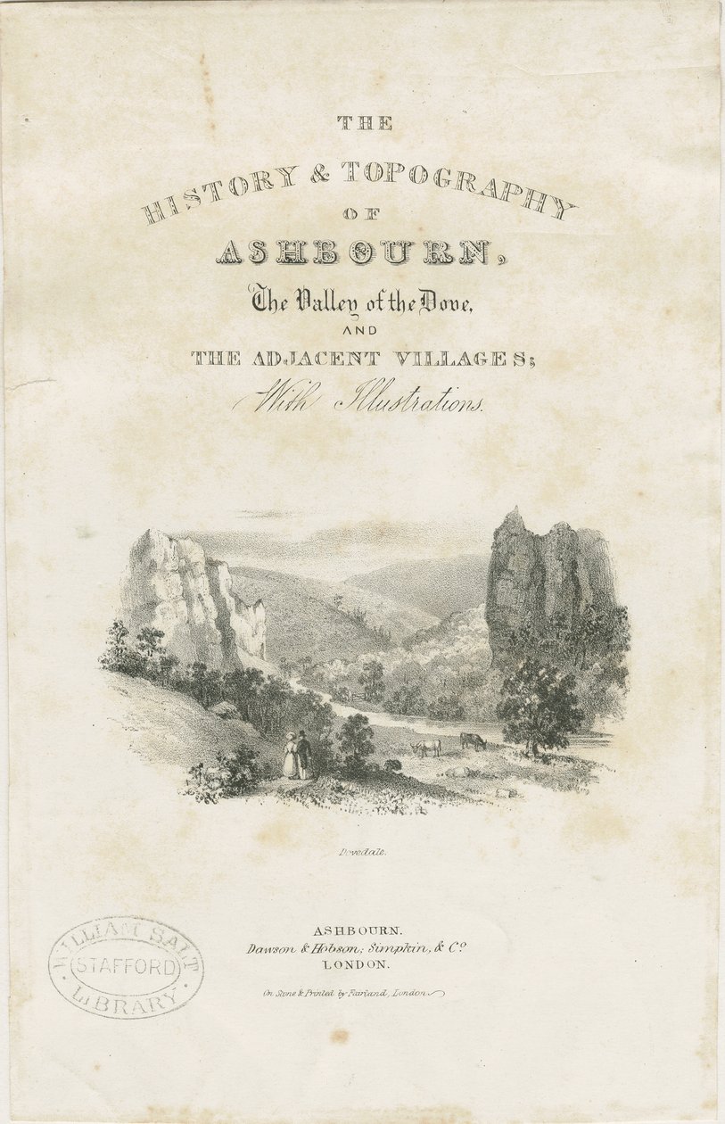 Dovedale - landskap: litografi (vignetter) og [? 1800-tallet] (trykk) av School English