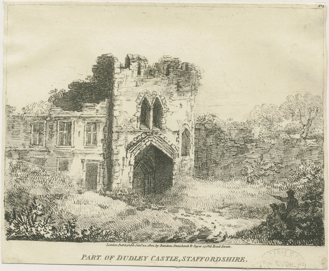 Dudley Castle - The Gatehouse: litografi, nd [c 1801] (trykk) av School English