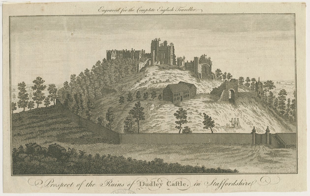 Dudley Castle: gravering, nd [c 1780] (trykk) av School English