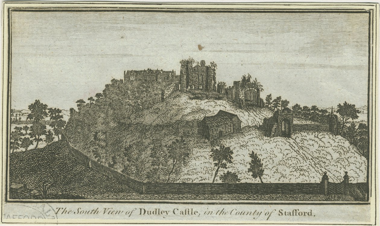 Dudley Castle: gravering, nd [c 1780] (trykk) av School English