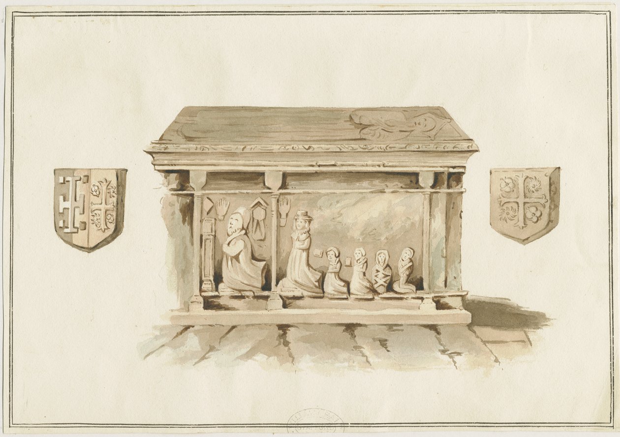 Eccleshall Church - Biskop Benthams grav: vannfargemaleri, nd [? 1800-tallet] (maleri) av School English