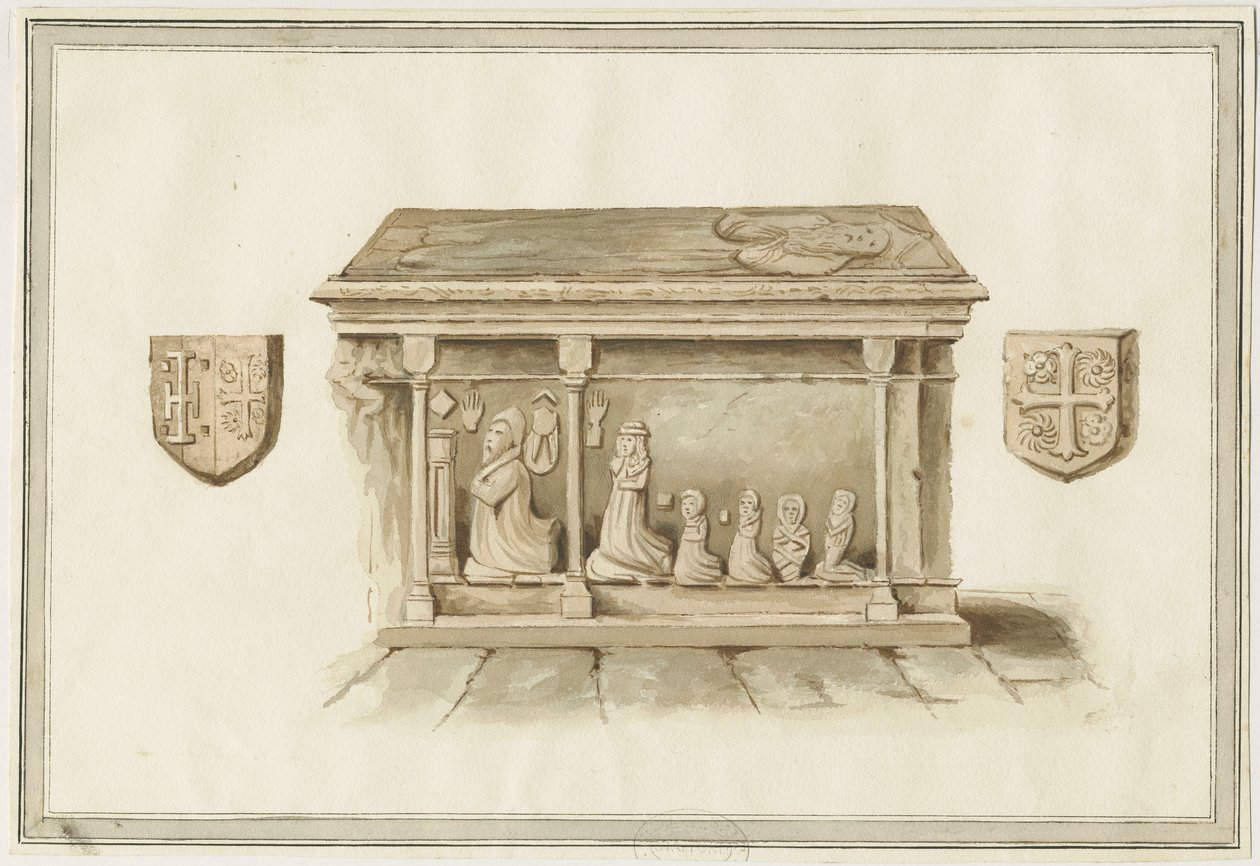 Eccleshall Church: Biskop Benthams grav: vannfargemaleri, nd [?1800-tallet] (maleri) av School English