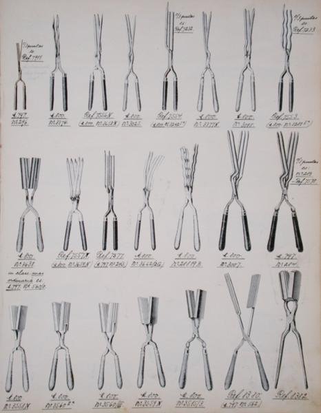 Hårkrølltang, fra en handelskatalog over husholdningsvarer og tilbehør, ca. 1890-1910 (farge litho) av School English