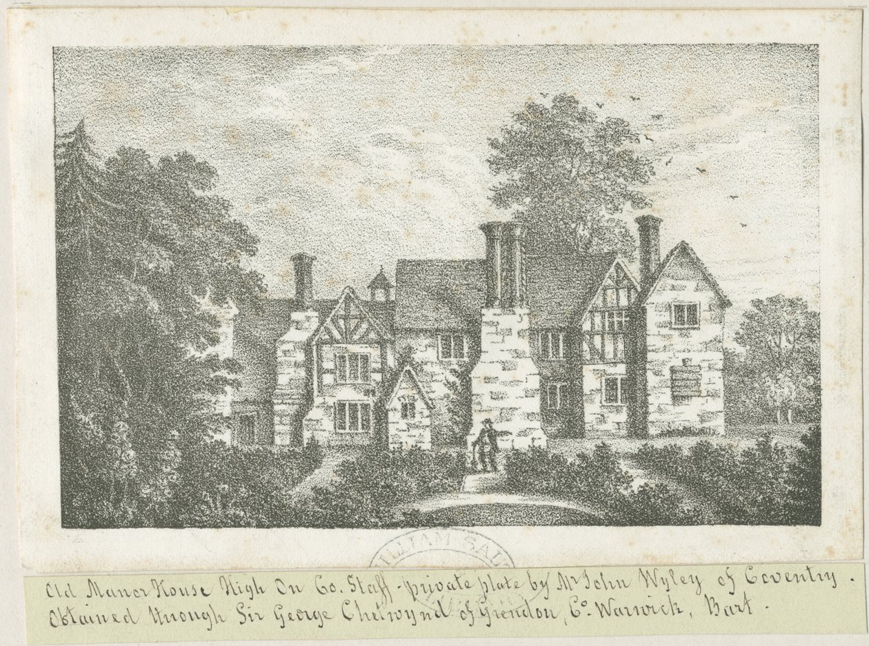 High Onn - Old Manor House: litografi, og [? 1800-tallet] (trykk) av School English