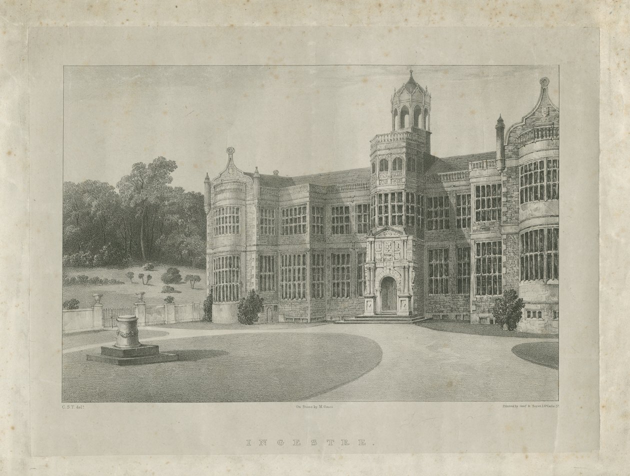 Ingestre Hall: litografi, nd [c 1840] (trykk) av School English