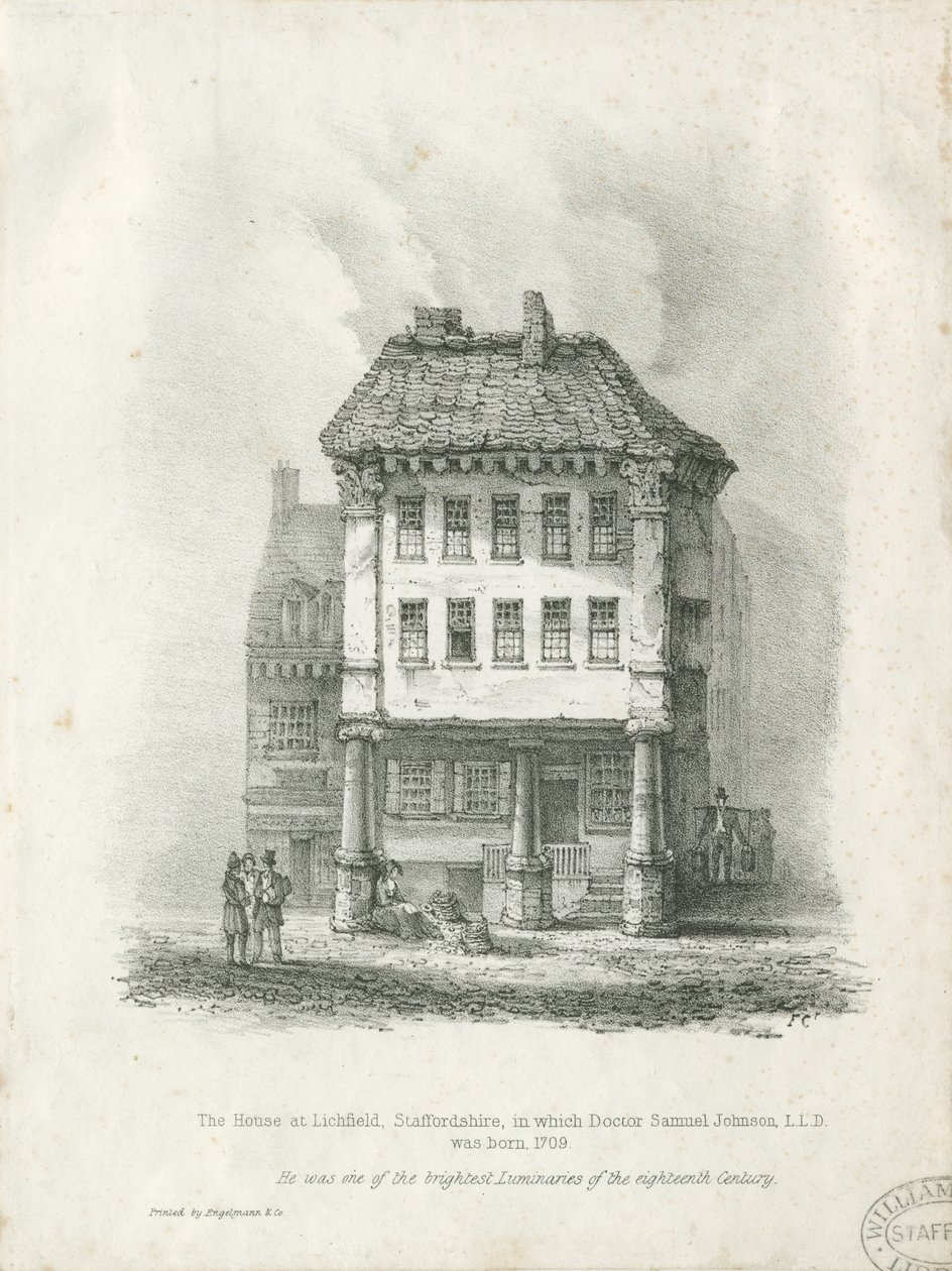 Lichfield - Dr. Johnsons fødested: litografi og [1800-tallet] (trykk) av School English