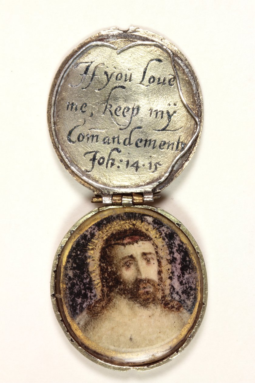 Medaljon som inneholder et Kristi hode (sølv og akvarell på vellum) (se også 3075924 og 3075922) av School English