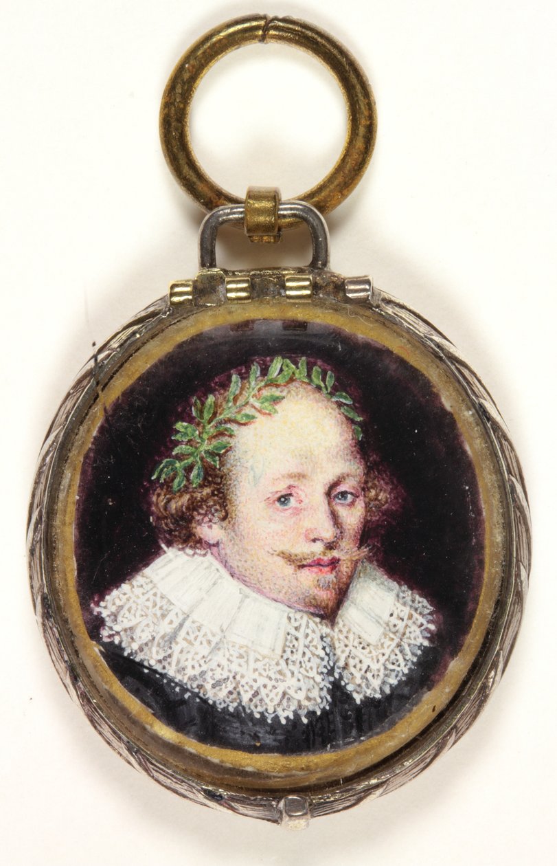 Medaljon som inneholder et hode av Michael Drayton (akvarell på vellum) (se også 3075924 og 3075924) av School English