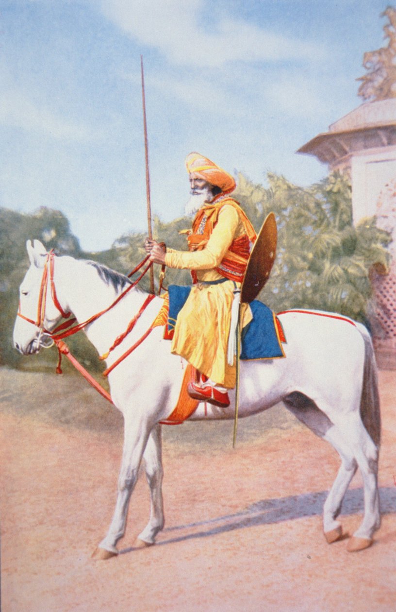 Maratha Horse Warrior of India (farge litho) av School English