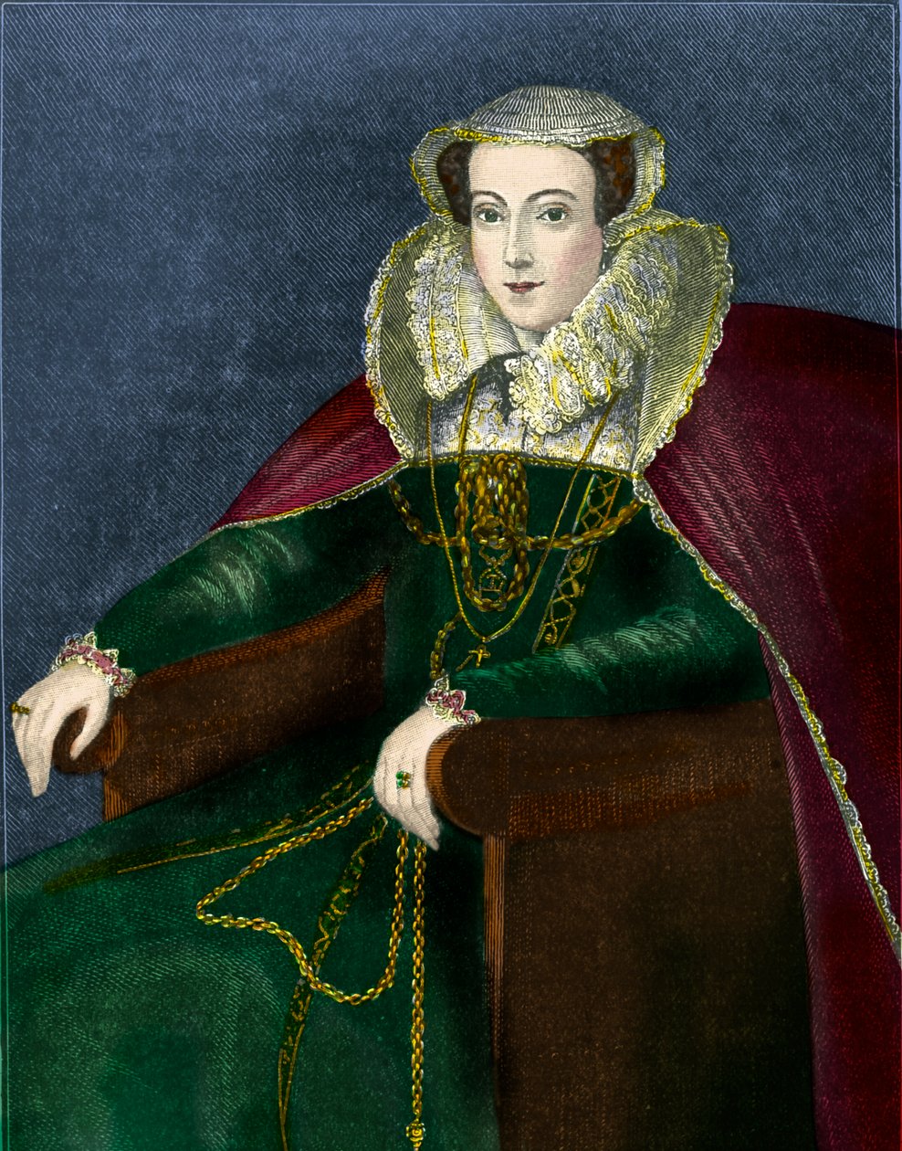 Mary, Queen of Scots, illustrasjon fra 'Cassell's Illustrated History of England' (farget gravering) av School English