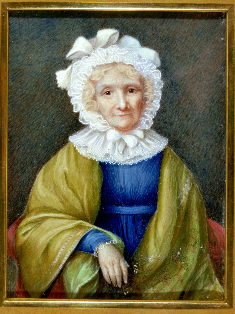 Miniatyrportrett av Hannah More (1745-c.1833) (akvarell på elfenben) av School English